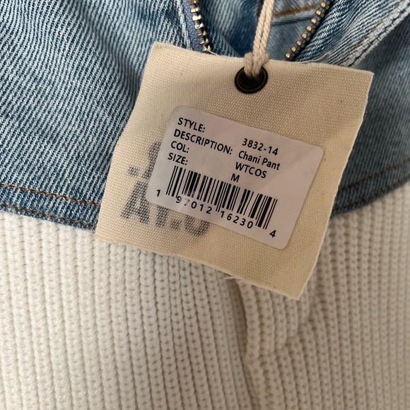 SER.O.YA NWT Chani Knit and Denim Pants in White & Coastline - Picture 13 of 16